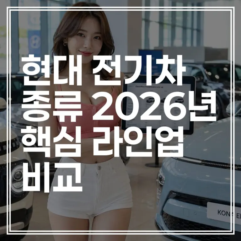 현대 전기차 종류 2026년 핵심 라인업 비교｜내게 맞는 최적의 모델 찾기 (+보조금 확인)