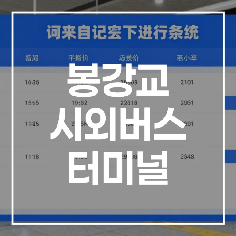 봉강교 터미널 설날 예매 전쟁, 이 글 하나로 끝! 시간표, 맛집, 주차 완벽 가이드
