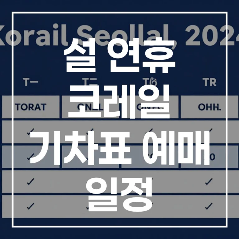 2026 설 연휴 코레일 기차표 예매 일정, 꿀팁 총정리