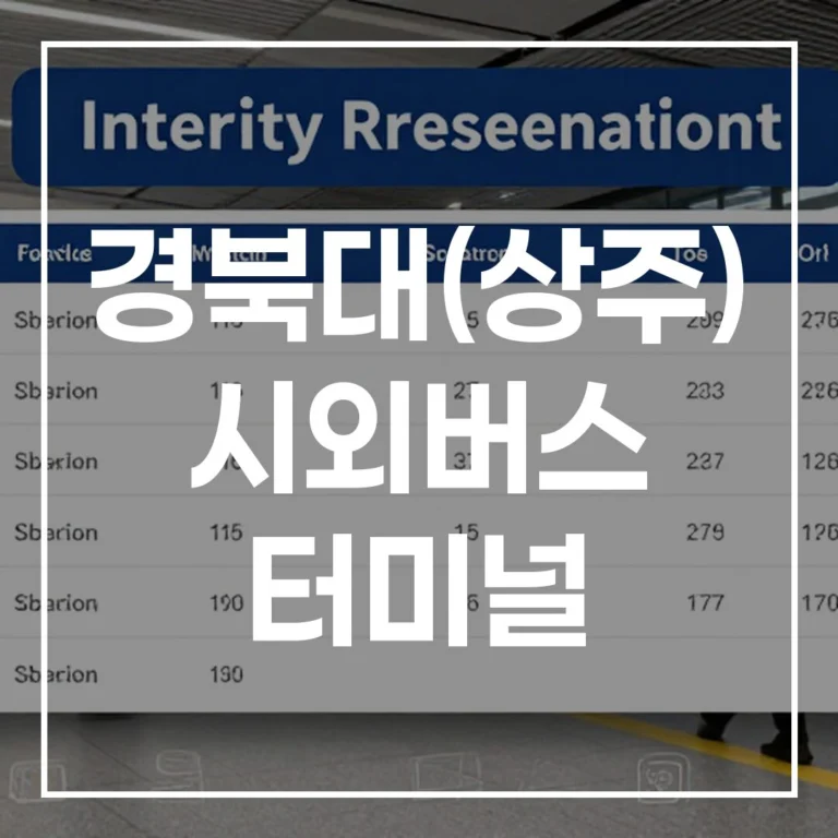 2026 명절 경북대(상주) 시외버스 터미널 예매 시간표 맛집 주차