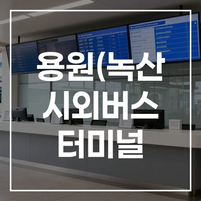 2026 설날 용원(녹산) 시외버스 터미널: 예매, 시간표, 맛집 총정리