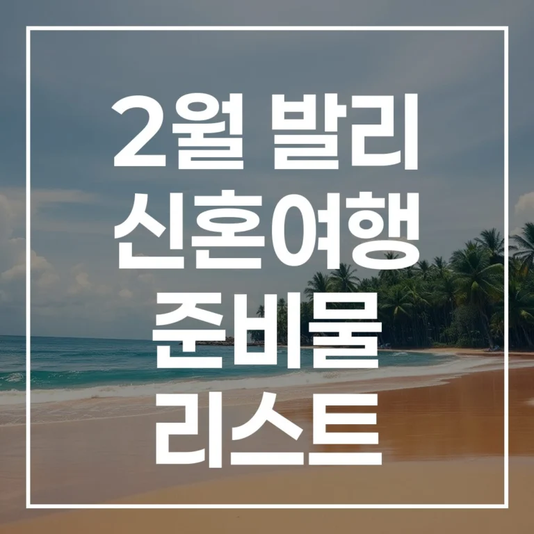 2월 발리 신혼여행 준비물 리스트: 짐싸기 & 필수품